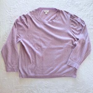 J. Crew Teddie Sweater Womens 2X Purple Cotton Wool Blend Crewneck Pullover